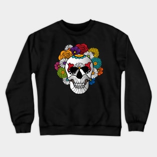 Dark Curly Sugar Skull Crewneck Sweatshirt